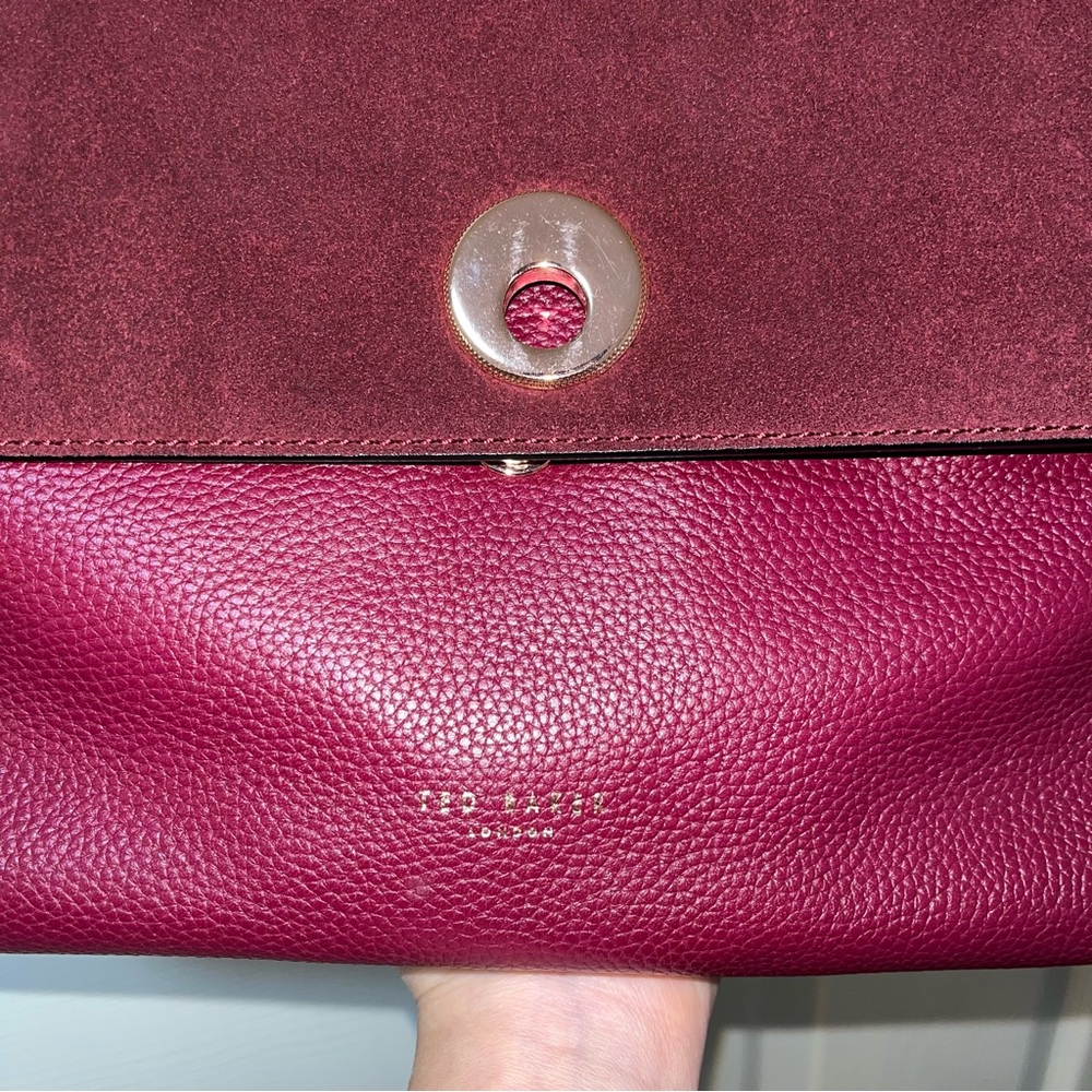 Ted Baker Sophina Circle Lock Suede Shoulder Bag- Burgundy View 6